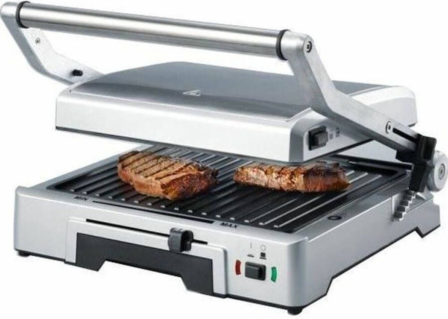 Contactgrill Tosti IJzer Panini Grill Anti Aanbaklaag 1800W RVS