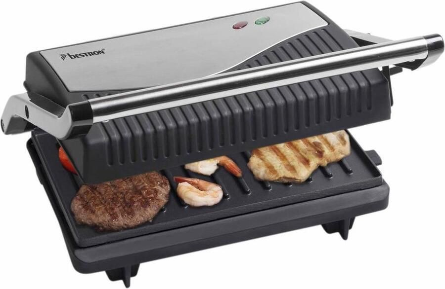 Contactgrill Tosti IJzer Panini Grill Anti Aanbaklaag 750W RVS