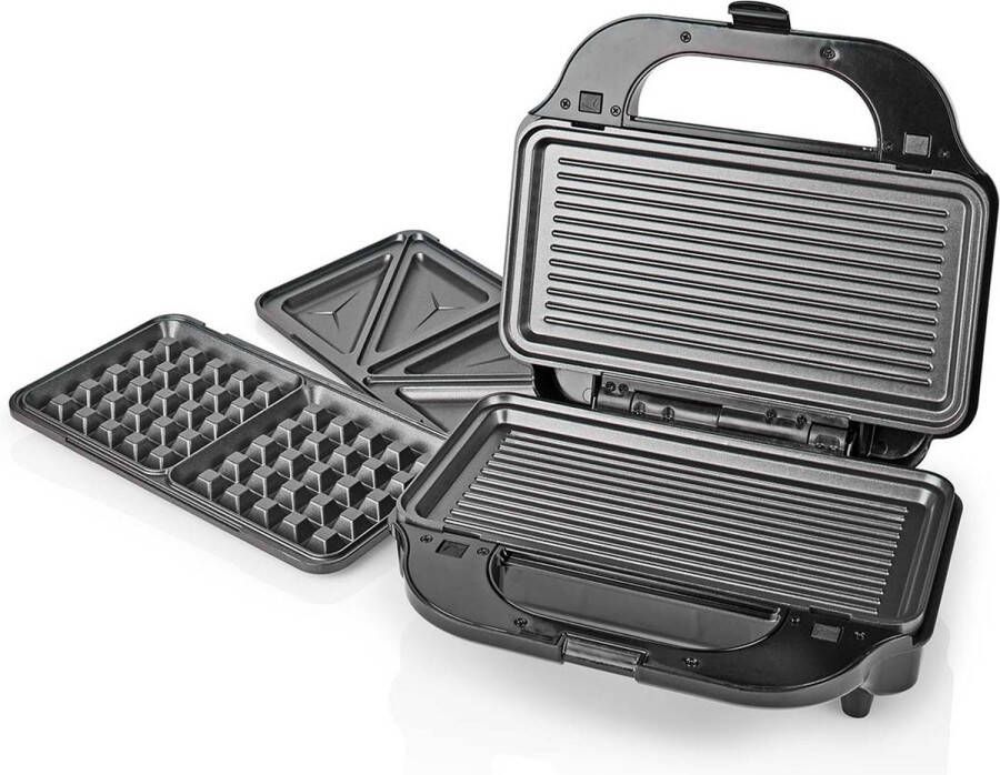 Contactgrill Tosti IJzer Panini Grill Anti Aanbaklaag 900W Zwart