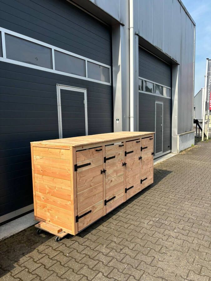 Containerombouw voor 4 kliko`s douglas blank LET OP GEEN BOUWPAKKET WORDT KANT EN KLAAR GELEVERD Dus geen gedoe van zelf in elkaar zetten Kliko Ombouw voor 4 containers Containerberging Containerkast enkel Container berging