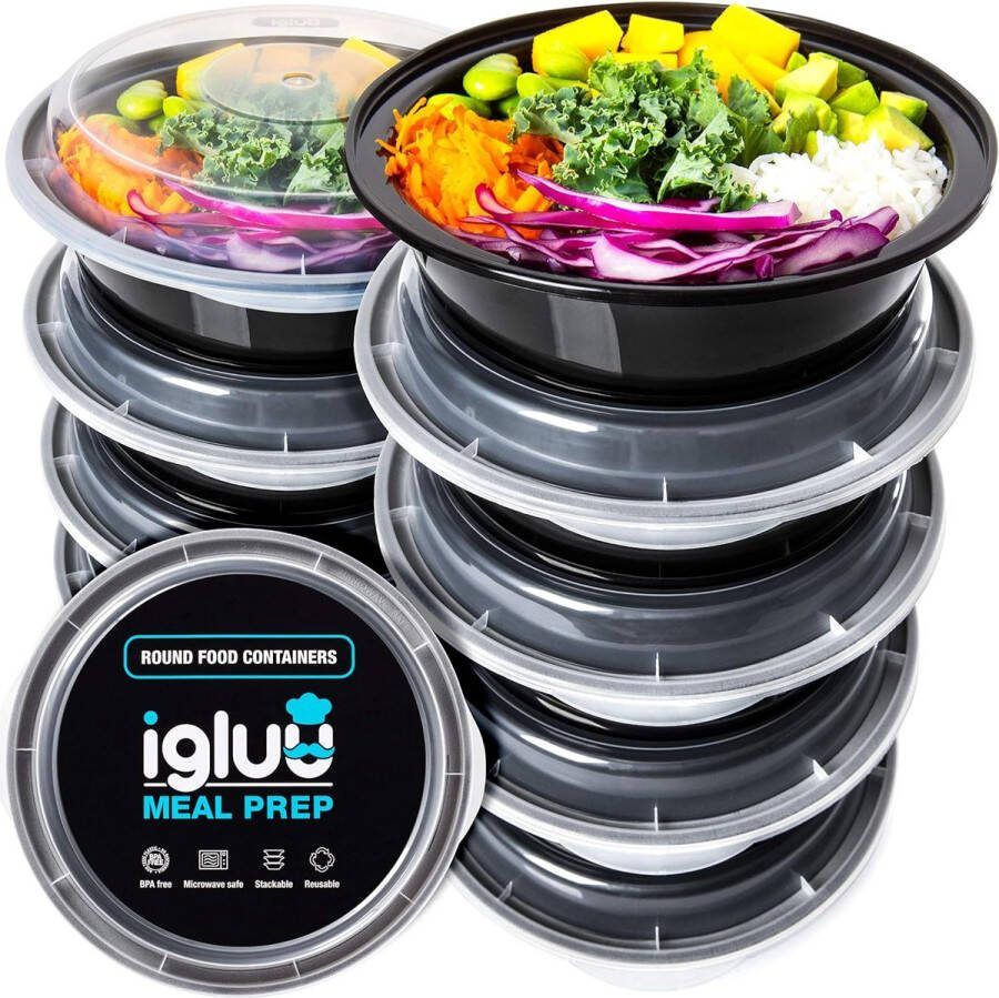 Containers met deksel herbruikbaar Herbruikbare BPA Vrije Voedsel Bakjes met Luchtdichte Deksels Magnetron Vriezer en Vaatwasserbestendig Ideale Stapelbare Salade Schalen [10 Stuks 828 ml]