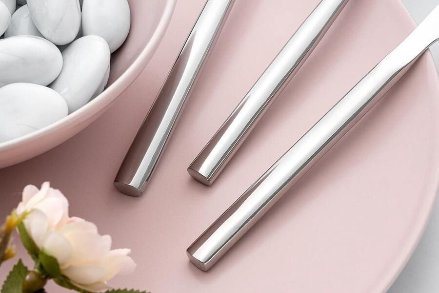 Contemporary Collection Chopstick Stainless Steel Set of 12 Dessert Forks Rockingham Forge Modern Design High Quality
