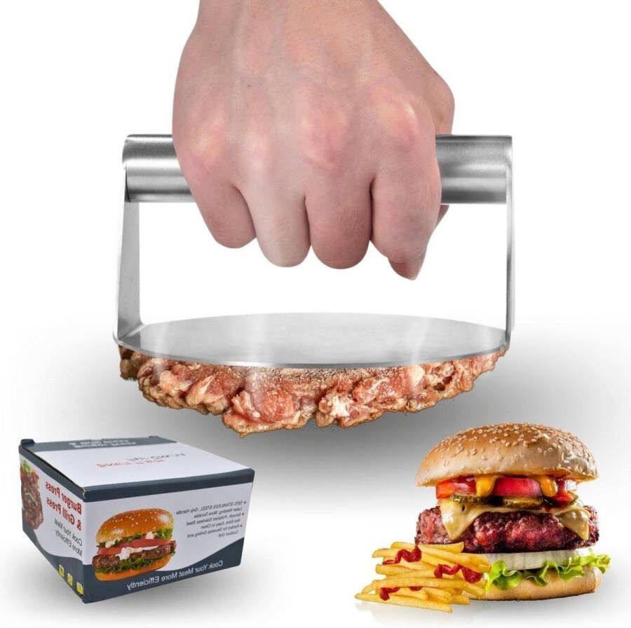 Content in HTML Smash Burgerpers van roestvrij staal Ronde Hamurgerpers met anti-hygiënebescherming smash burger
