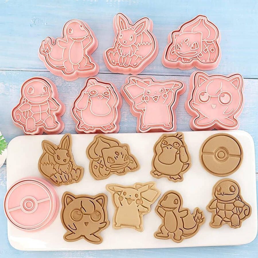 Cookie Cutter voor kinderen 8 stuks koekjessnijders koekjesvorm dieren koekjesvorm fondant uitsteekvormen uitsteekvormpjes brood en groenten kinderen sandwich cutter (Anime)