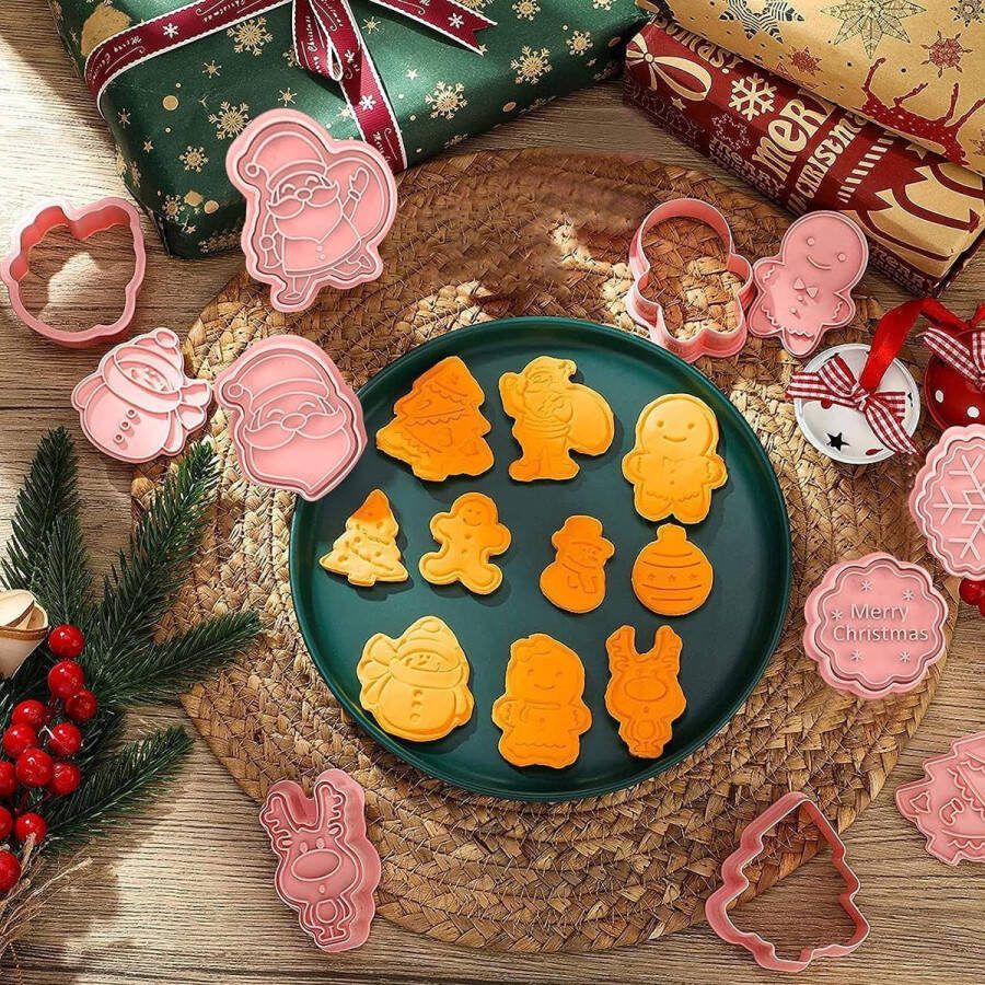 Cookie Cutter voor kinderen 8 stuks koekjessnijders koekjesvorm dieren koekjesvorm fondant uitsteekvormen voor brood en groenten voor kinderen sandwich cutter (Kerstmis)