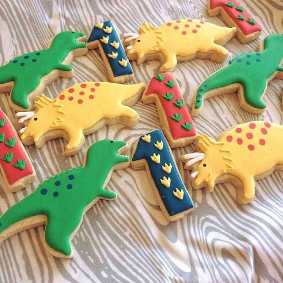 Cookie Cutters 11 stuks Dino Cookie Cutters groot dinosaurus-uitsteekvorm van roestvrij staal DIY fondant koekjesuitstekers voor kinderen verjaardag dino-party decoratie