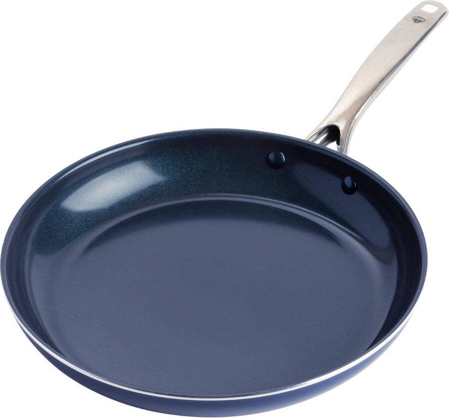 Cookware diamantstructuur keramiek antiaanbaklaag 28 cm braadpan PFAS-vrij vaatwasmachinebestendig ovenbestendig blauw