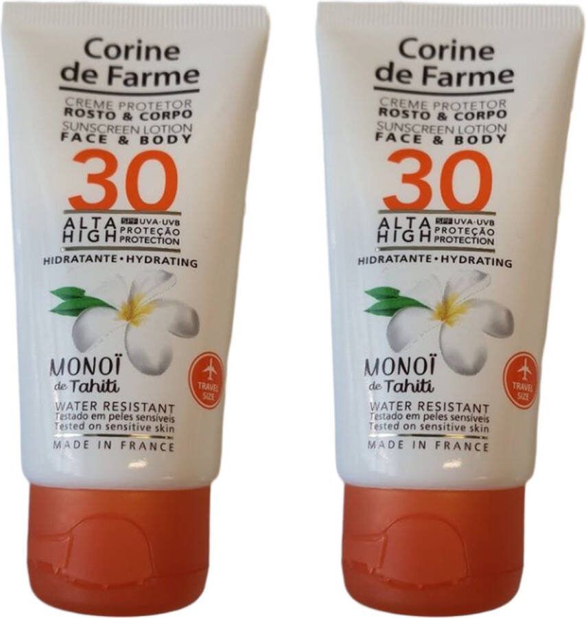 Corine de Farme Zonnebrand Crème SPF30 Beschermende Crème Gezicht en Lichaam 2 x 50ml