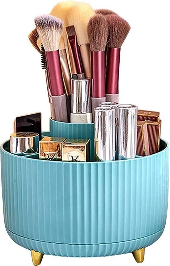 Cosmetica make-up organizer 360 graden draaibaar beauty-make-up opbergrek cosmeticakast sieradenspullen cosmetische opbergcontainer voor kwasten lippenstiften dressoir (blauw)