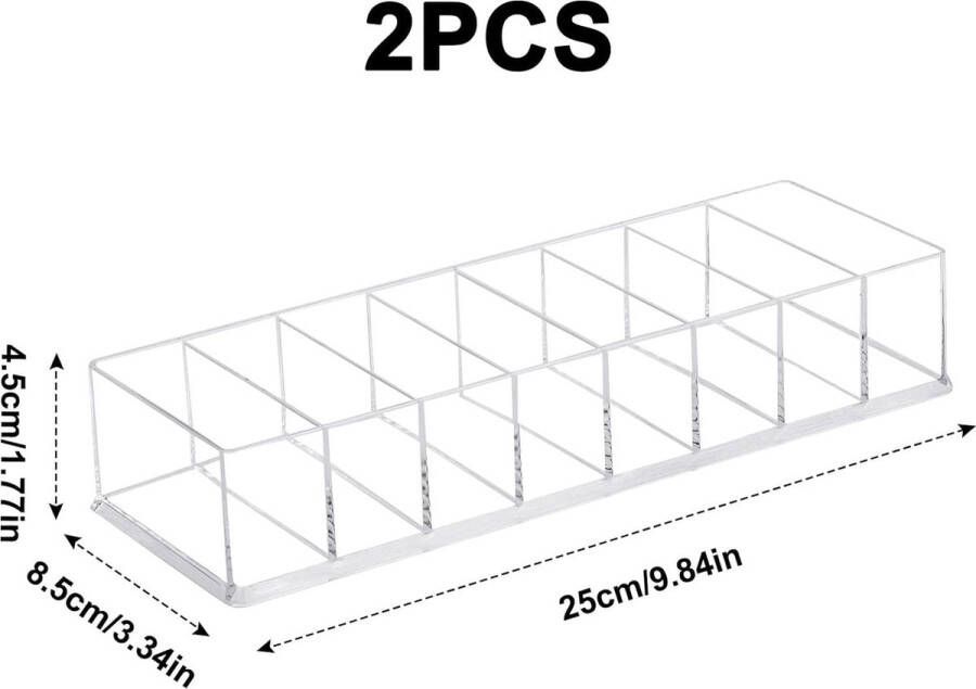 Cosmetica-organizer 8 vakken make-up-opbergdoos lippenstift organizer nagellak lippenstifthouder transparant make-uptafel organizer voor slaapkamer wastafel kaptafel kast