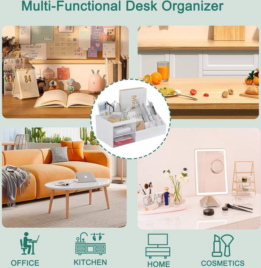 Cosmetica-organizer make-up-organizer grote opbergdoos make-uptafel organizer voor het organiseren van cosmetica lippenstift met 10 vakken en 2 laden