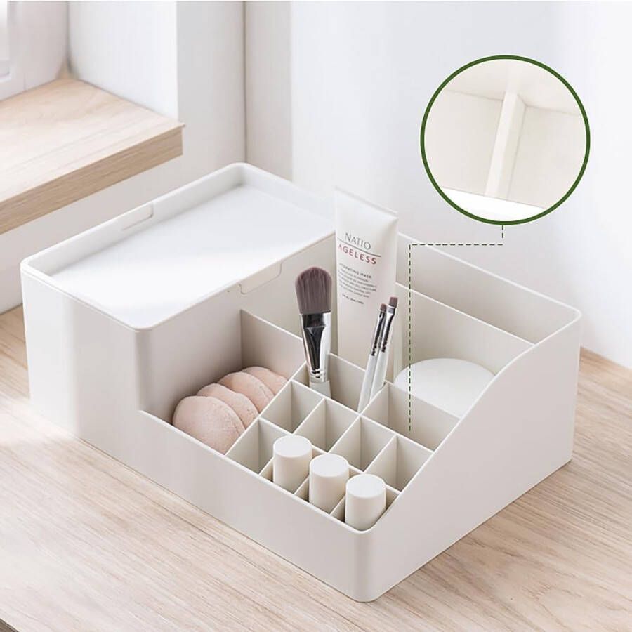 Cosmetica-organizer plastic sorteerdoos 14 vierkante opbergdozen met deksel grote capaciteit voor het opbergen van badkameraccessoires en cosmetica acryl organizer