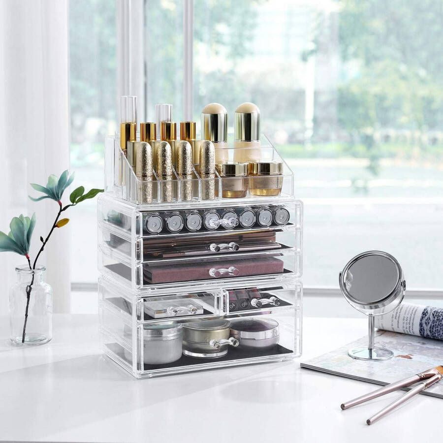Cosmetica-organizer van acryl voor opslag in badkamer-slaapkamer lippenstift sieraden nagellak 3 delen