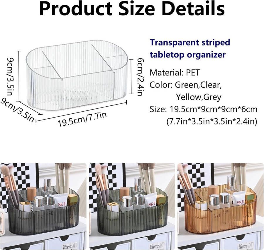 Cosmetische make-up organizer penselen organizer met 5 compartimenten acryl cosmetische opberger met grote capaciteit borstelhouder kaptafel organizer voor penselen lippenstift en huidverzorging (transparant)
