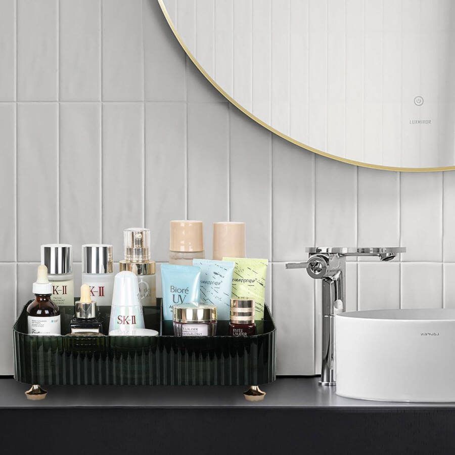 Cosmetische organizer dienblad decoratief opbergvak voor make-up en parfum opbergdienblad voor badkamer make-uptafel of plank groen