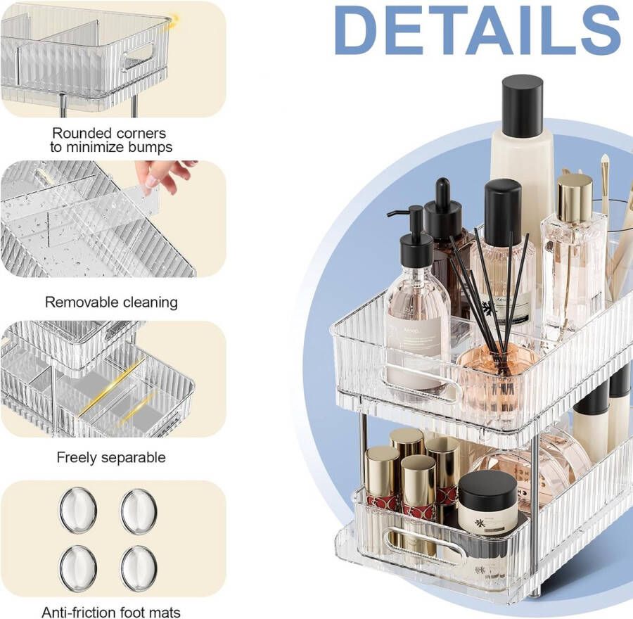 Cosmetische organizer make-up organizer 2 etages schuiflade met doorzichtige opberglades acryl badkamerorganizer voor kaptafel badkamer en slaapkamer transparant