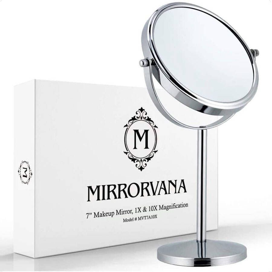 Cosmetische spiegel 10-voudig tafelspiegel dubbelzijdige vergrotingsspiegel voor badkamer make-upspiegel met 10-voudige vergroting 360 graden draaibaar 10 x & 1 x make-upspiegel staande spiegel