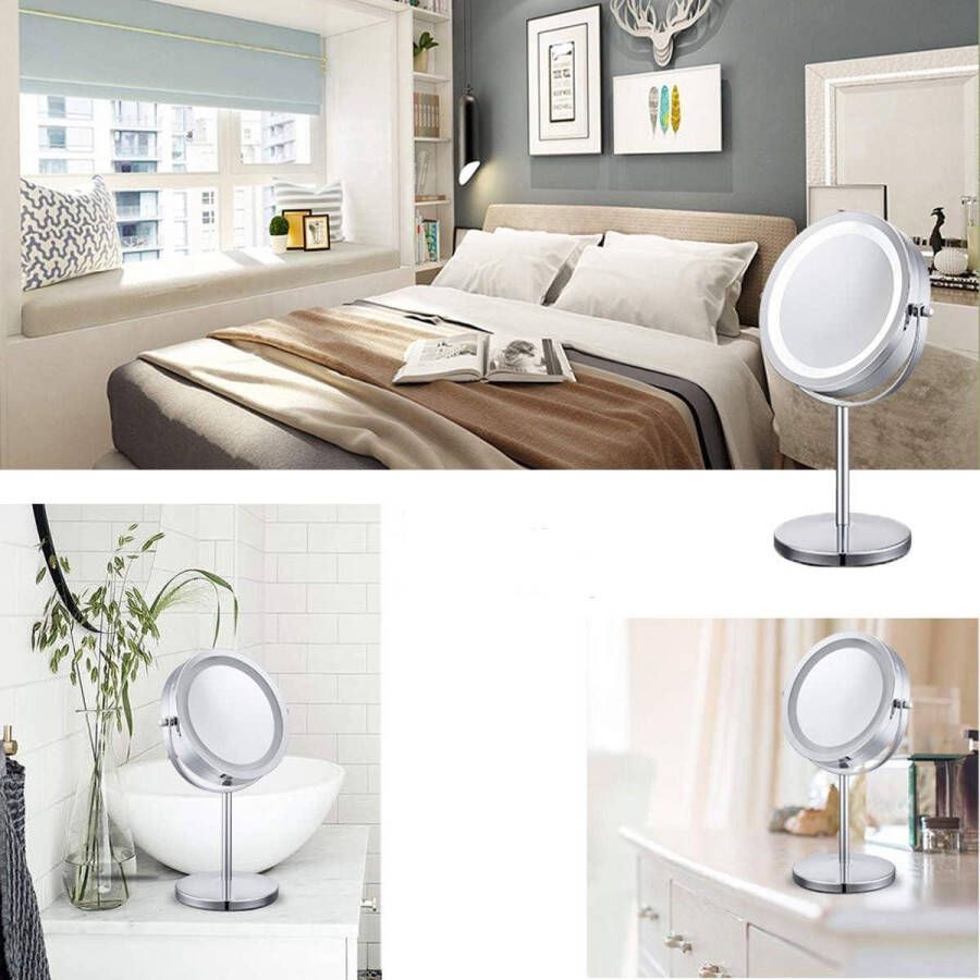 Cosmetische spiegel met LED-verlichting make-up spiegel 10x vergroting 360 graden instelbaar 1 stuk