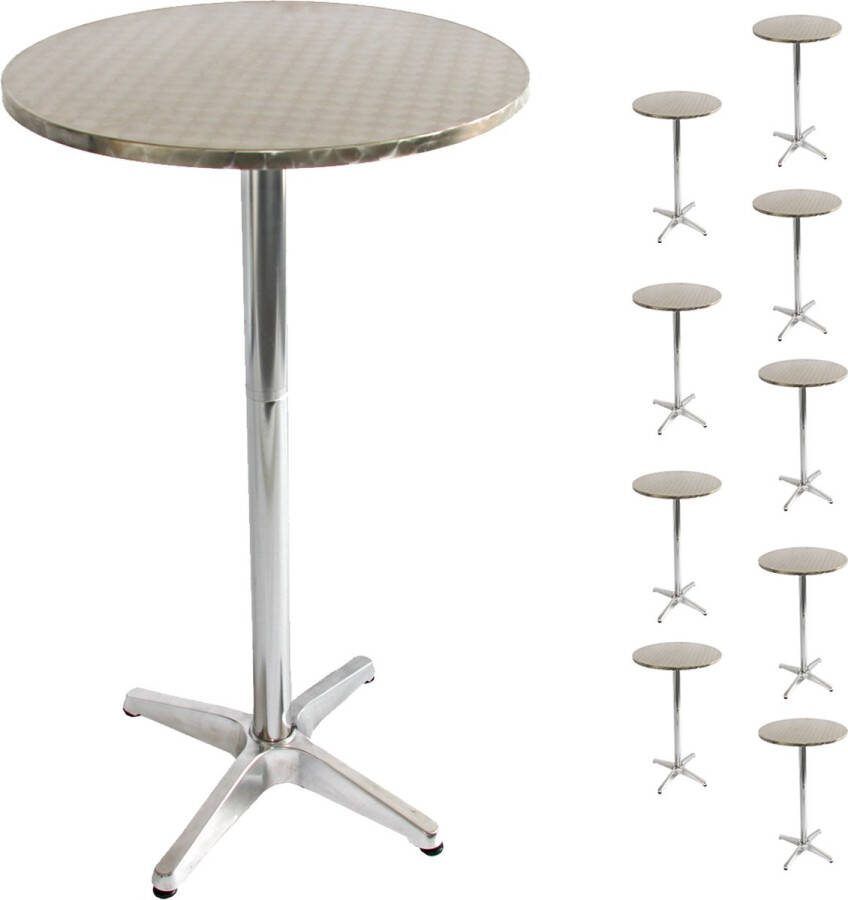 Cosmo Casa Set van 10 aluminium statafels- Bistrotafels- Hoogte verstelbaar 70 110 cm Ø=60 cm Opvouwbaar- Voet met beton gegoten