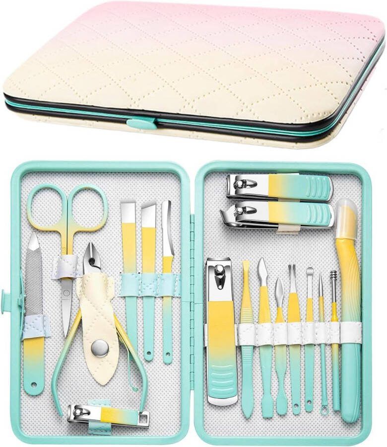 Counius 18-delige manicureset nagelverzorgingsset manicureset nagelknipperset pedicureset professionele verzorging nagelknipper professionele set manicure en pedicure