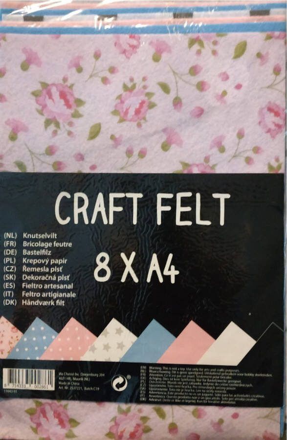 Craft Felt Knutselvilt Knutselvellen Meer kleurig 8 x A4
