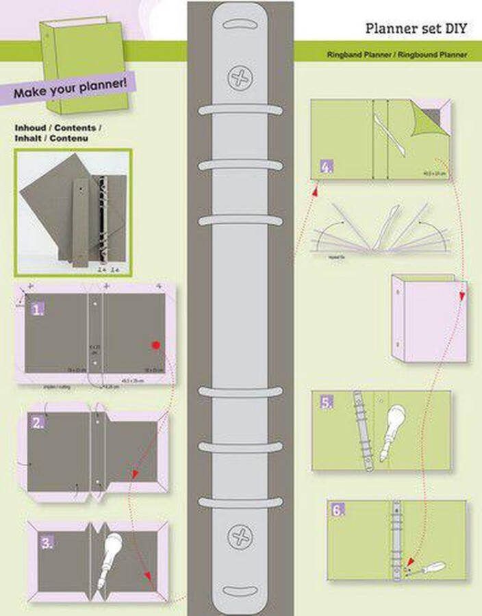 CraftEmotions Ringband Zilver Planner DIY basis voor papier A5 Instruction included