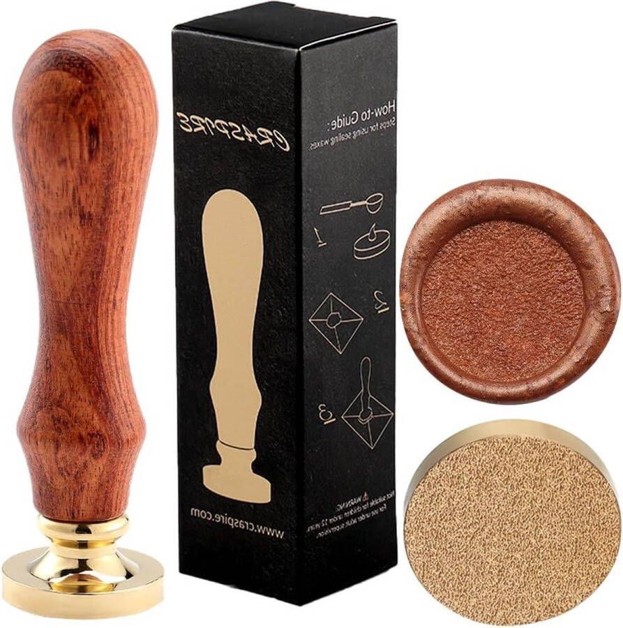 CRASPIRE Blank Wax Seal Stempel 25mm Ronde Vintage Verwijderbare Messing Hoofd Handgemaakt Houten Handvat Afdichting Wax Stempel Voor Enveloppen Uitnodigingen Kaarten Bruiloft Gift Pakket