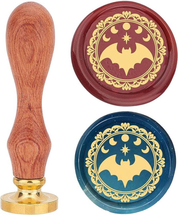 CRASPIRE Vleermuis Wax Seal Stempel 25mm Halloween Maan Fasen Kant rand Zegellak Stempels Retro Palissander Handvat Verwijderbare Messing Hoofd Bruiloft Uitnodigingen Enveloppen Kerst
