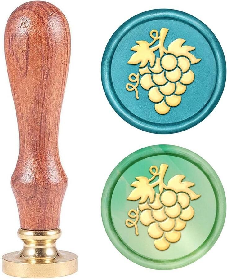 CRASPIRE Wax Seal Stempel Druif Vintage Wax Afdichtingsstempels-Fruit Retro Houten Stempel-Verwijderbare Messing Hoofd 25mm-Fles Enveloppen Uitnodigingen-Fles Decoratie