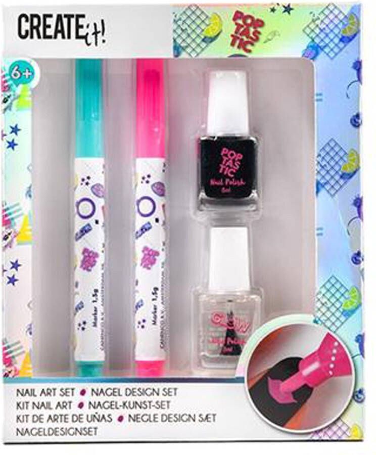 Create it! Poptastic Nail design Zwart nagel design nagellak voor kinderen meisjes creatief