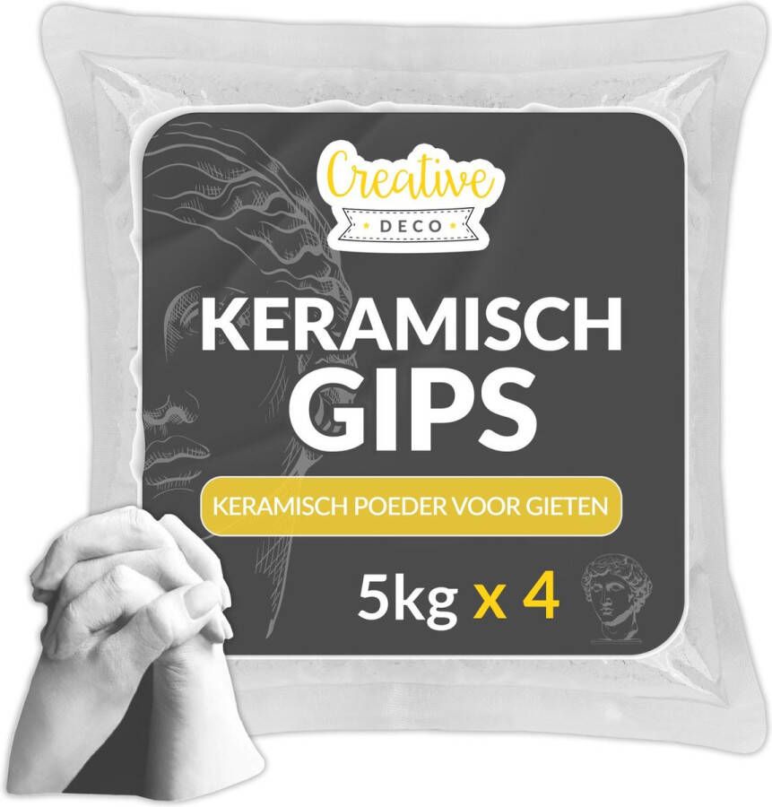 Creative Deco 20kg Keramisch Gips 4 x 5kg Gietmassa Wit Gietpoeder Modelgips voor Gieten Voor Knutselen Modelleerwerk Geurloos