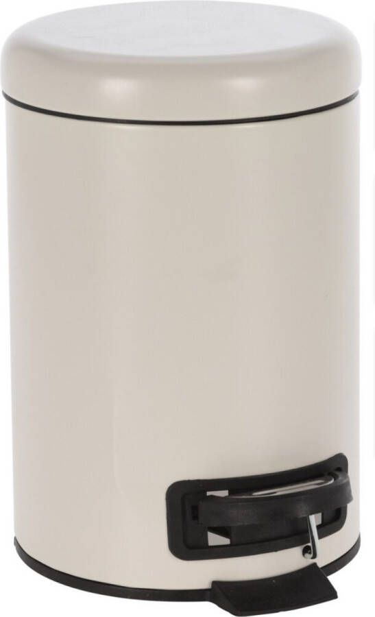 Merkloos Sans marque Creme witte vuilnisbak pedaalemmer 3 liter van 17 x 25 cm Badkameraccessoires Toiletaccessoires Kleine prullenbakken