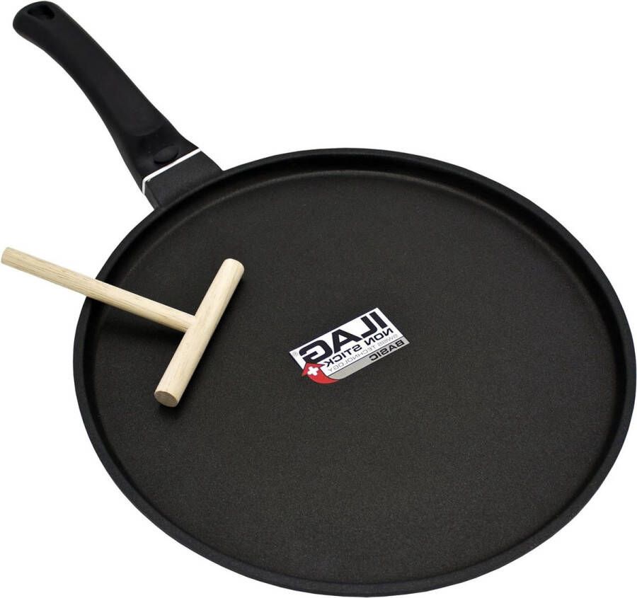 Crêpepan 28 cm gegoten aluminium ILAG-coating inductie incl. deegverdeler