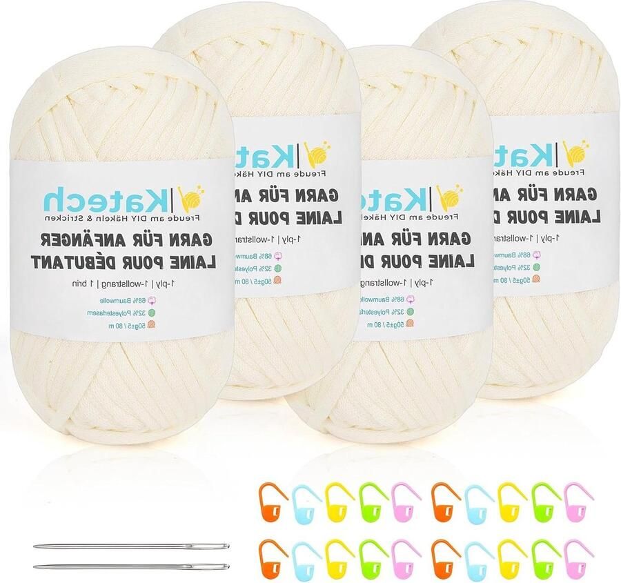 Crochet Yarn for Beginners Animal Coasters 50g Thick Cotton Yarn White