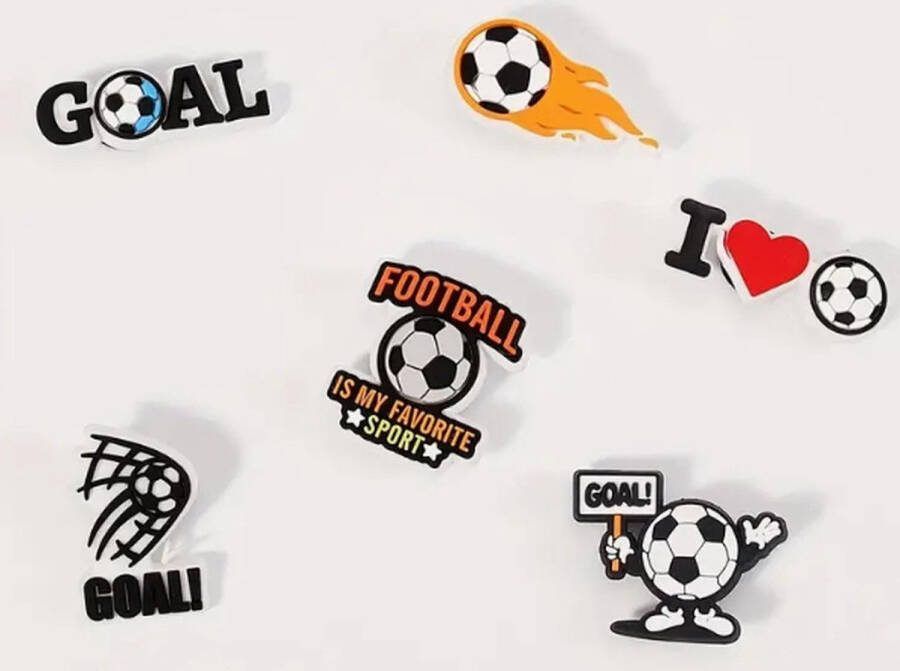 Crocs Figuurtjes Figuren Bedels Charms Hangertjes Hangers Crocsbedels Crocscharms Voetbal Soccer Football 6 stuks