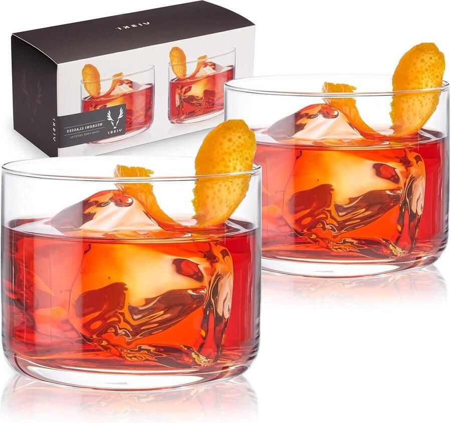 Crystal Negroni Tumblers Set van 2 premium kristalglas stijlvolle Lowball cocktailglazen cadeauset 8 oz loodvrij klassiek design