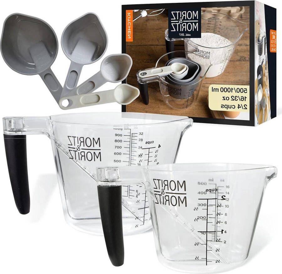 Cup maatbeker set van maatlepelset en vaatwasmachinebestendig voor koken en bakken met kinderen (05 l en 1 liter) Measuring cup