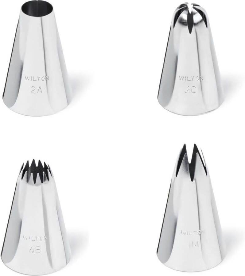 Cupcake Decorating Set 12 spuitmonden roestvrij staal zilver 3 x 11 x 22 cm 12 stuks