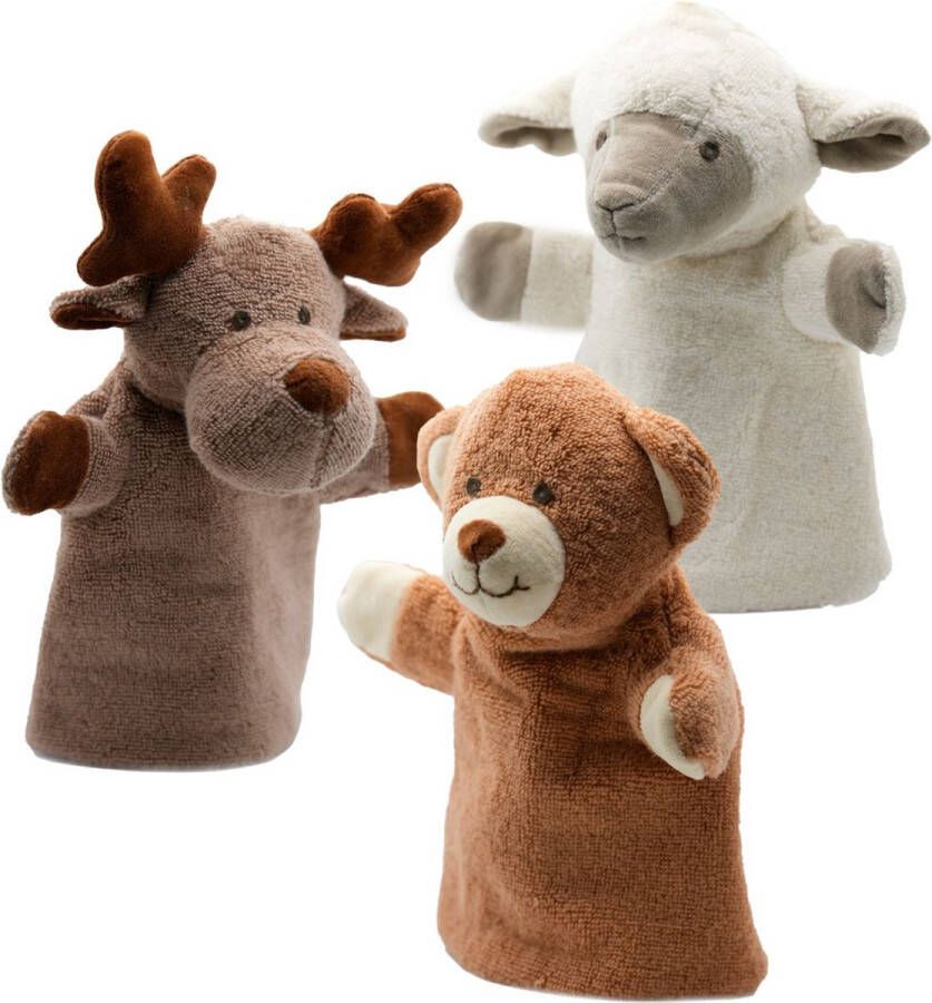 Cute since 1999 Handpoppen Bundel Beer Lam & Rendier Handpop voor Poppenkast Organische Handpoppen Dieren 3 stuks 26cm x 20cm
