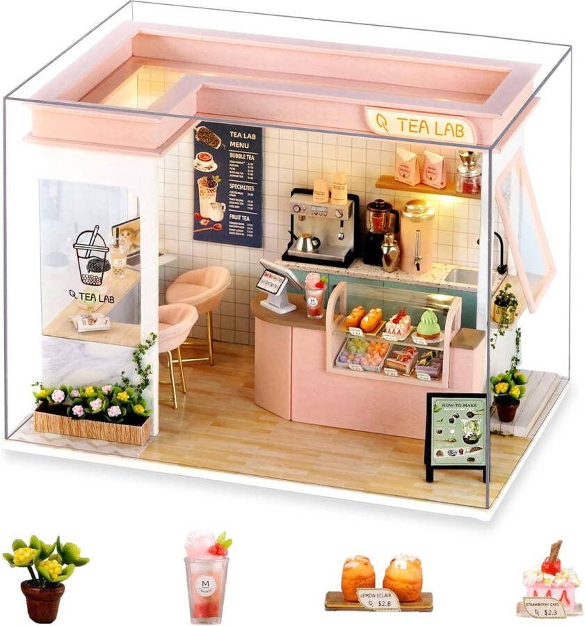 Cuteefun Doe-het-zelf miniatuur poppenhuis set voor volwassenen om te bouwen doe-het-zelf set met miniatuurhuis en meubels doe-het-zelf miniatuurhuis met gereedschap maak je eigen ambachtelijke