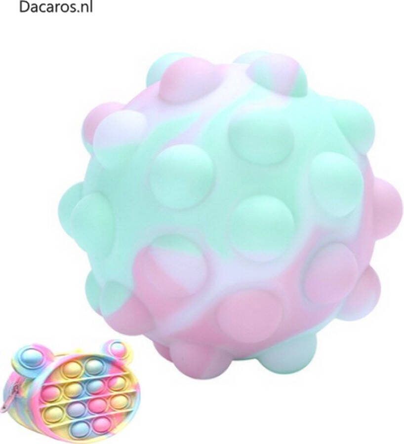 Merkloos Sans marque Pop it Fidget toys Nieuw 3D Push Bubble Ball stress ball- push sensory toy roze met zacht blauw- pastel kleur -Popits Bekend van TikTok -cadeautip