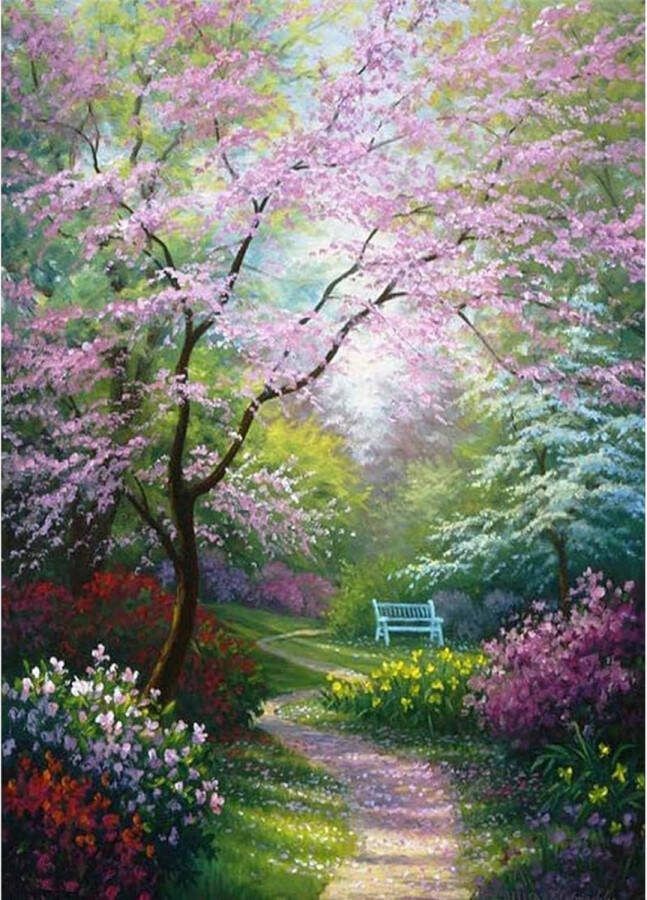DAERLE 5D Diamantschilderijkits voor volwassenen landschapsdiamantkunstkits bloemen en bomen volledige boor diamantschilderij landschapsset voor kinderen beginners doe-het-zelf kristallen