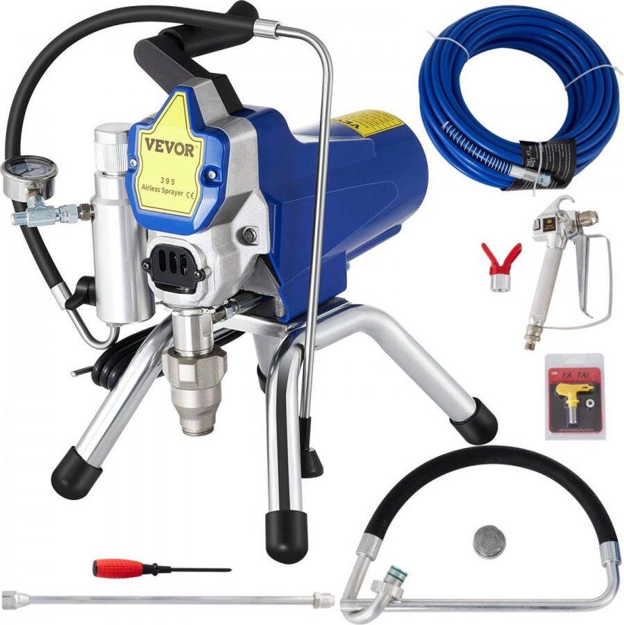 Dakta Airless Muurverfspuit 2400ml min Elektrisch spuitpistoolkit 2200W 22Mpa Instelbare spuitdruk met 15M Pijp voor Muur & Plafond Hout