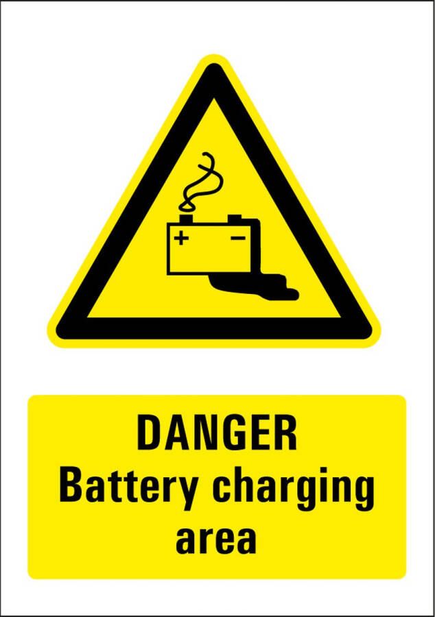 Danger battery charging area bord kunststof 148 x 210 mm