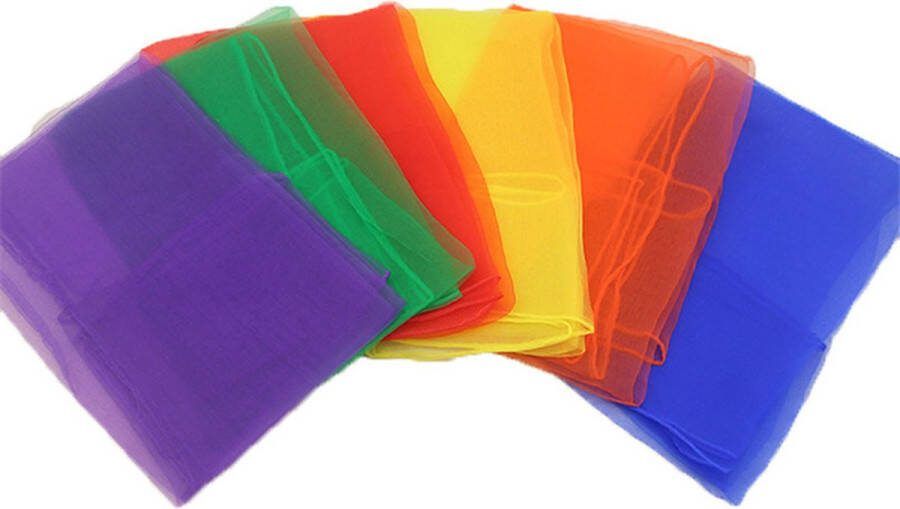 LuukyBB Danszijde regenboog 6 stuks montessori speelzijde zintuiglijk spelen jongleersjaal sensorisch chiffondoeken sensorische dansdoeken speeldoeken open enden open einde sensory play sensopatisch spel dans speel zijde doeken doek sjaaltjes sjaals
