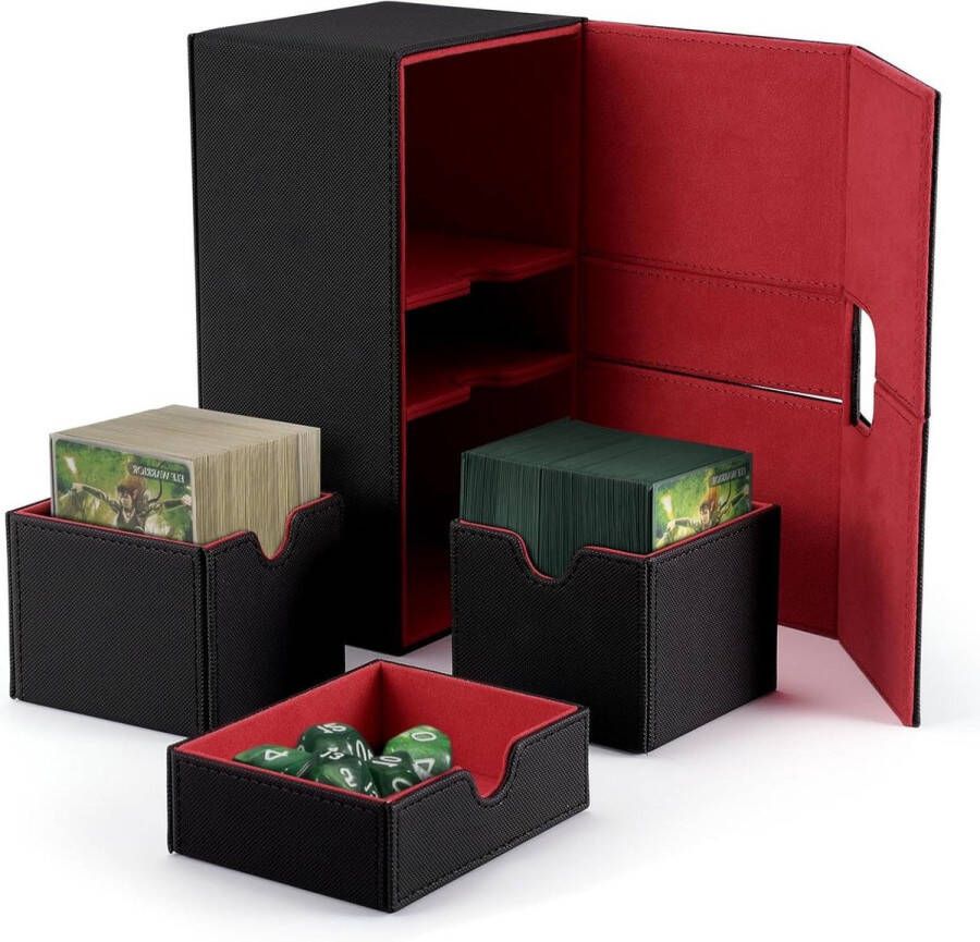 Deck Box Magic The Gathering Kaartenhouder Commander Kaartdeck MTG TCG CCG PU-Leer Flip Card Box Voor Speelkaarten Verzamelen en Ruilen Zwart