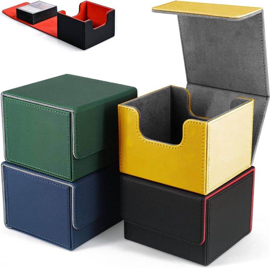 Deck Box voor Magic the Gathering Kaarten Verzamelkaartenbox voor 100+ Kaarten Magnetische Kaartenbox Compatibel met YOG MTG Commander PTCG Speelkaarten Om te Verzamelen 4 Stuks