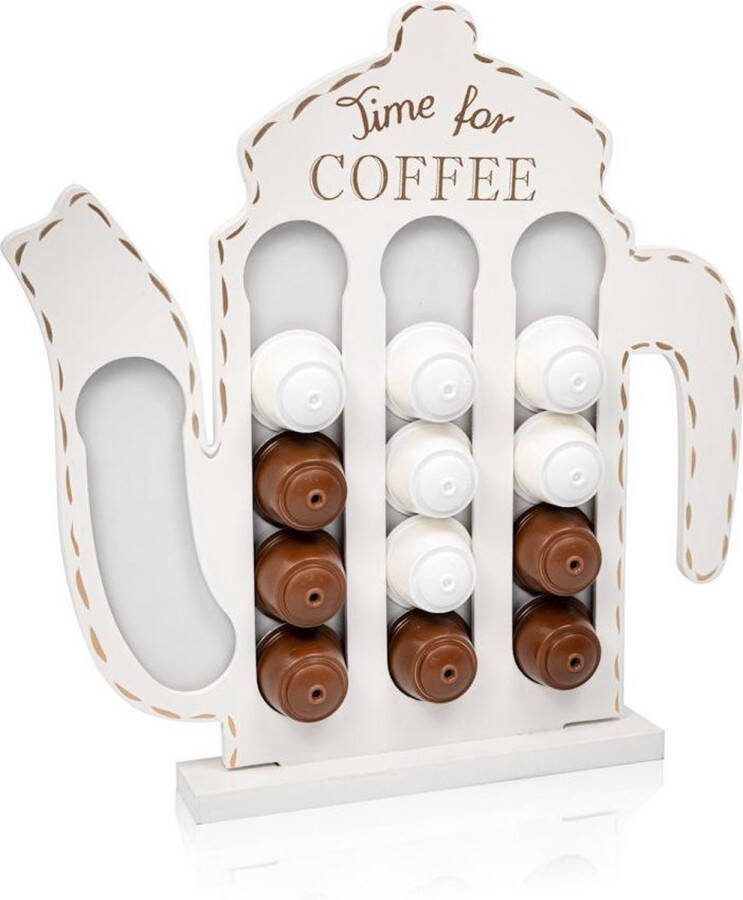 Decopatent Capsulehouder Dolce Gusto Koffiepot Design Capsule houder voor dolce gusto koffie cups Cuphouder Wit