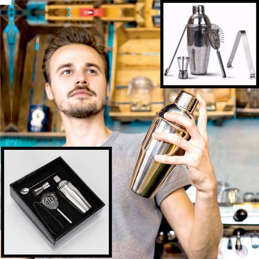 Decopatent Cocktail Set 5-delige Professionele barset met Shaker Cocktail maatbeker Zeef Barmixer Cocktailshaker set