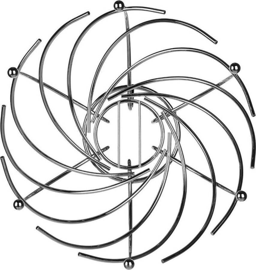Decopatent Design Fruitschaal Rond Schaal voor fruit Ronde Design Fruitmand Metaal Afm: 30 x 30 x 21 Cm Zilver